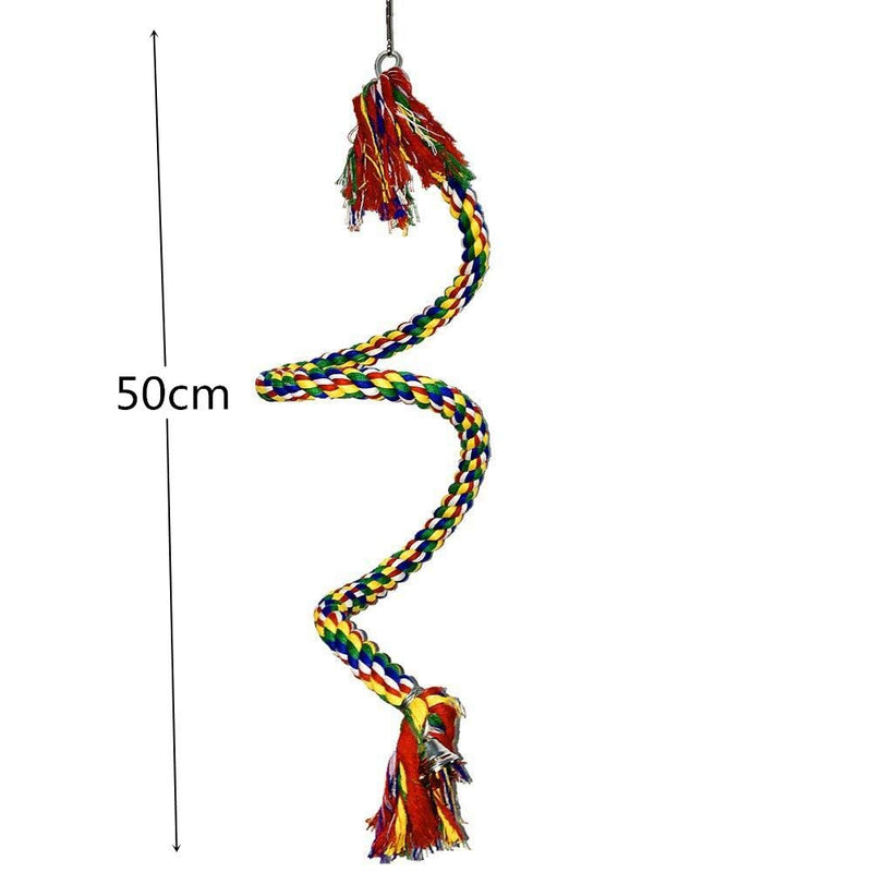 1 Piece Cotton Bird Rope Bungee Toy with Bells Parrot Chewing Toy for Parrot Pet Bird Finch African Greys Cockatoo (0.5M) - PawsPlanet Australia