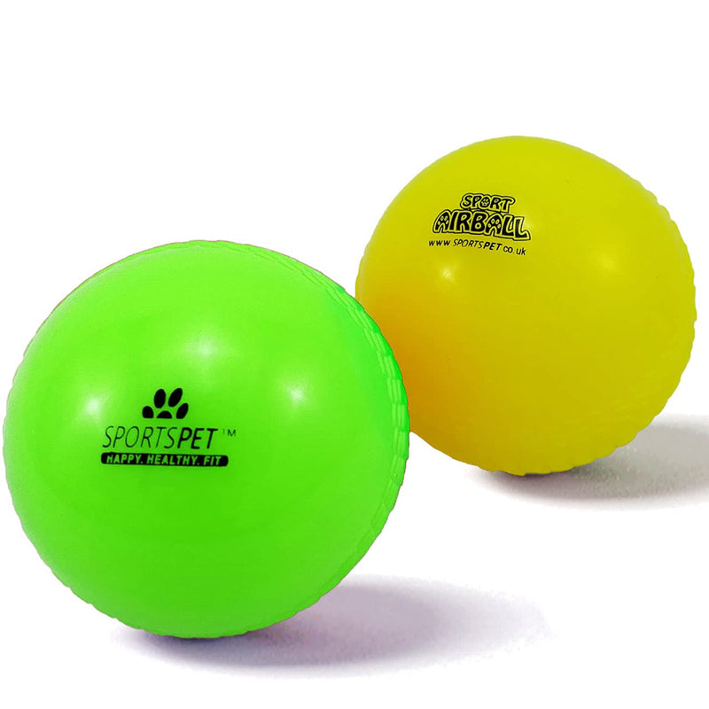 SPORTSPET AIRBALLS - Throw Ball - Floats - Durable and Flexible - Non Toxic Natural Rubber - Brightly Colored - Dog Ball - 2 pack - PawsPlanet Australia