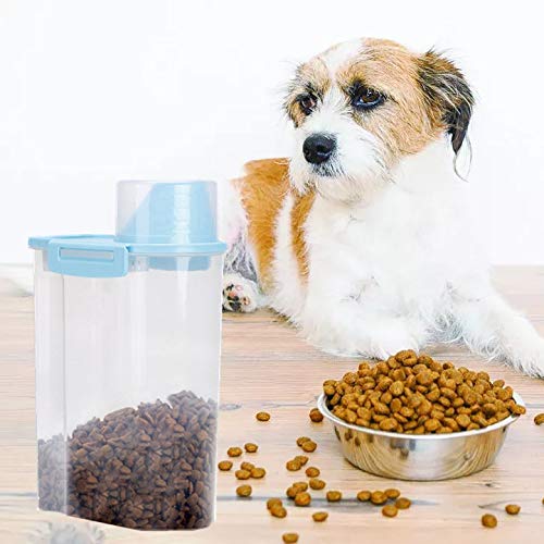 Pet Food Storage Container with Measuring Cup, Pour Spout and Seal Buckles Food Dispenser for Dogs Cats 2 PACK - PawsPlanet Australia