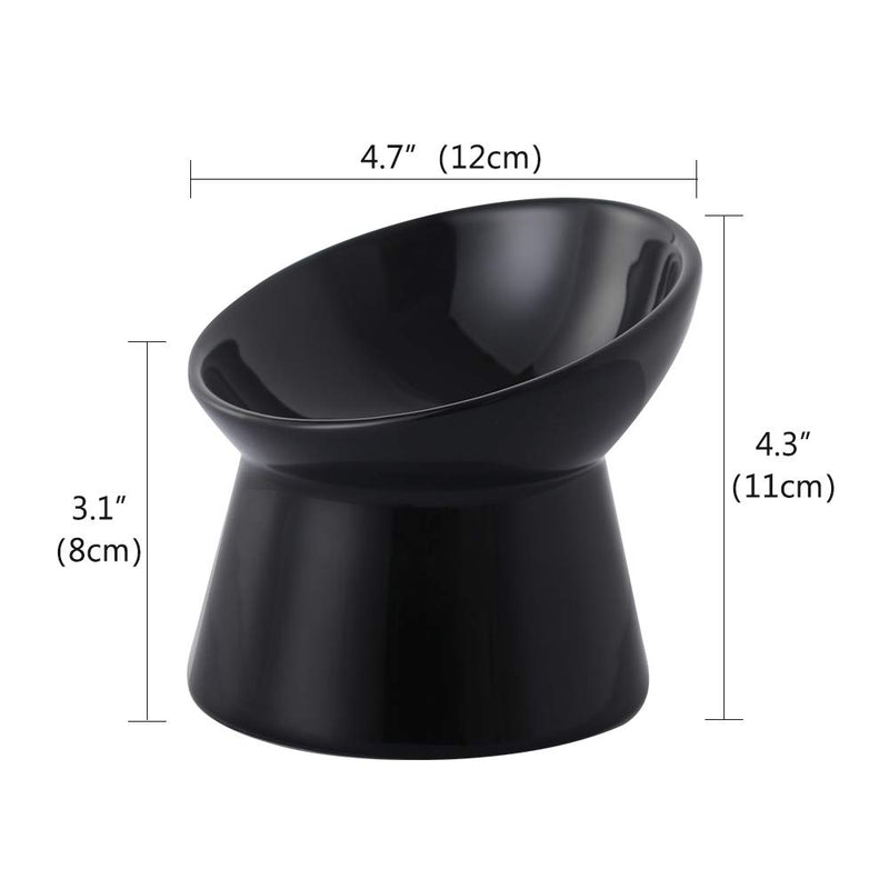 HCHLQLZ Black Small ceramic Raised Cat Bowls, Tilted Elevated Food or Water Bowls, Stress Free, Backflow Prevention, Dishwasher and Microwave Safe, Lead & Cadmium Free - PawsPlanet Australia