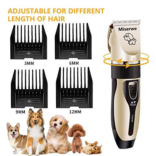 [Australia] - Miserwe Rechargeable Cordless Pet Clippers Low Noise Electric Horse Grooming Clippers with Guard Combs Brush for Horse 