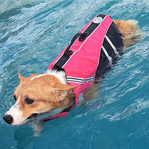 Podazz Puppy Life Jacket Vest Small for Swim Puppy Buoyancy Aid Pet Lifesaver Safety Reflective Vest with Handle and Chin Float Dog Saver Flotation Vest Coat for Swimming,Surfing,Boating(Pink) (Small) S:41-53cm(Ribcage) - PawsPlanet Australia