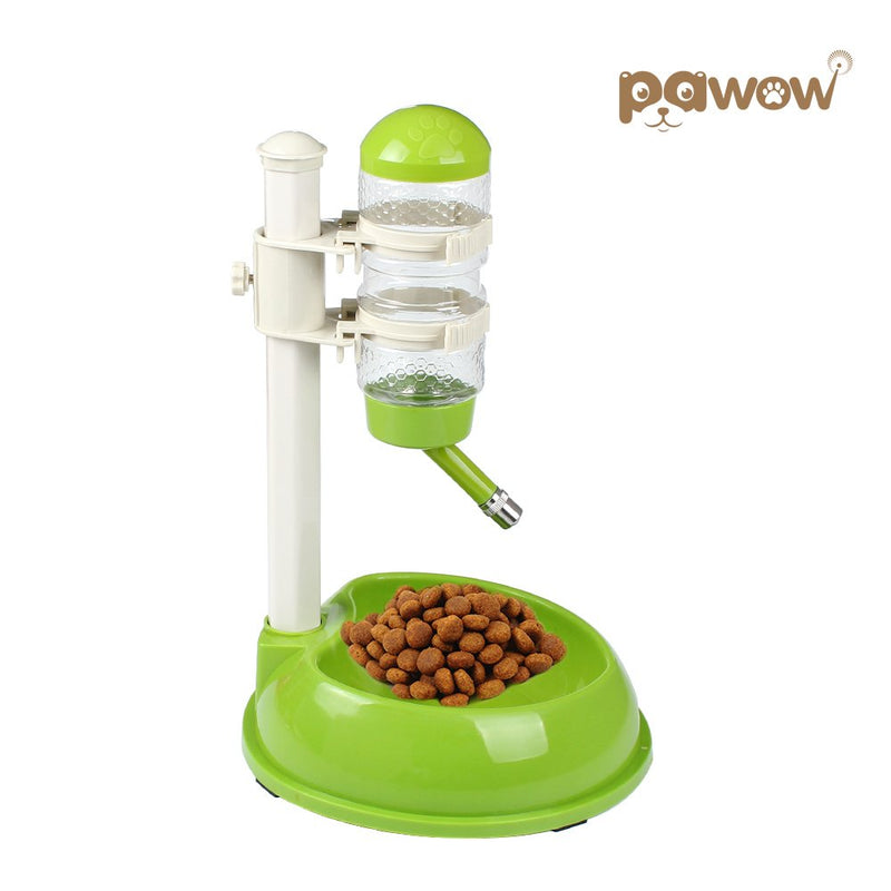 [Australia] - Pawow Pet Dog Cat Automatic Water Food Feeder Bowl Bottle Standing Dispenser Green 