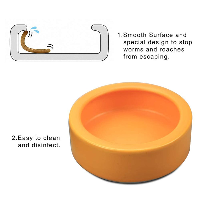 TDPET Ceramic Mini Reptile Worm Dish - Lizard Escape Proof Feeding Bowl Circular Small-1Pack Orange - PawsPlanet Australia
