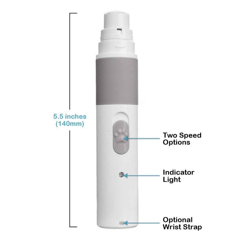 [Australia] - PET NAIL GRINDER - BEST Rechargeable Cordless DOG NAIL Trimmer for Dogs & Cats - Easy & Comfortable to Use - Quiet Motor, Two Speed Options with Light Indicator - Great for Small, Medium, Large Nails. 