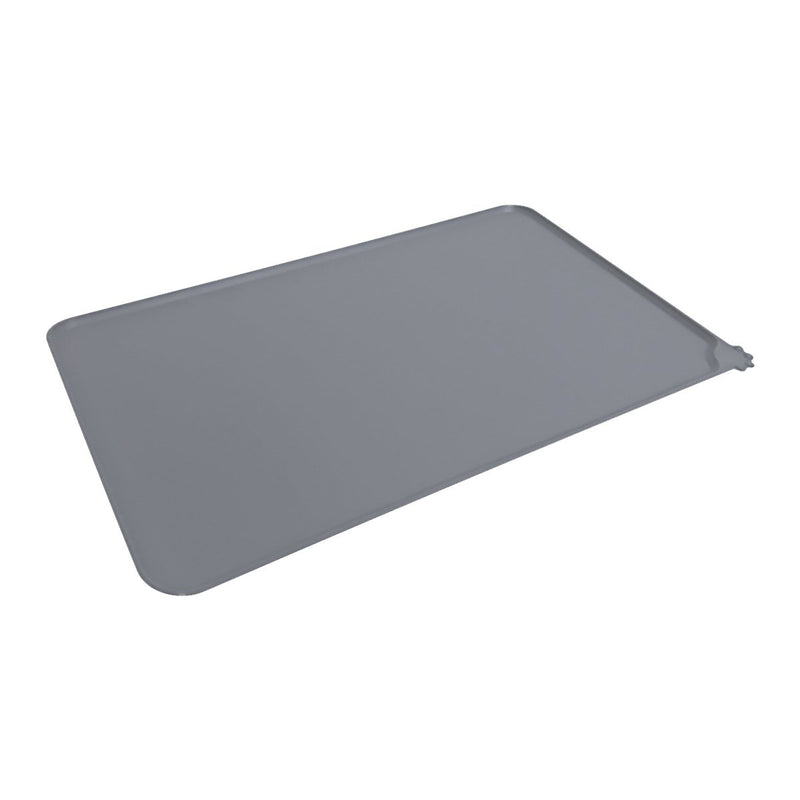 Dog Cat Food Mat Natural Silicone Feeding Placemat for Pets Dogs Bowls Mat Large 47 X 30 cm Non Slip - Gray - PawsPlanet Australia