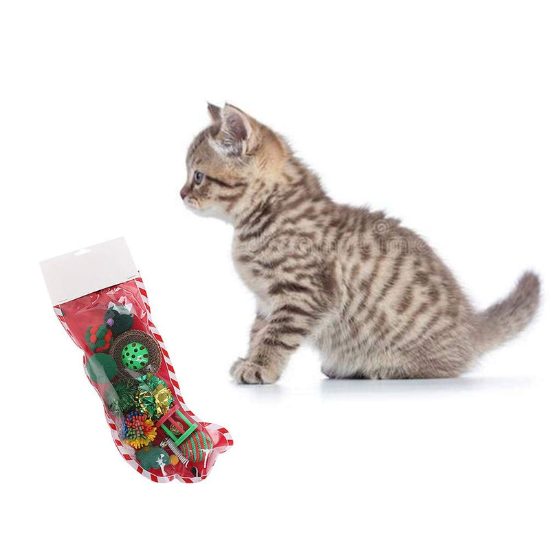 Wishwin Pet Cat Christmas Combination Set Cat Interaction Toys PE Sock Packing Toy B - PawsPlanet Australia