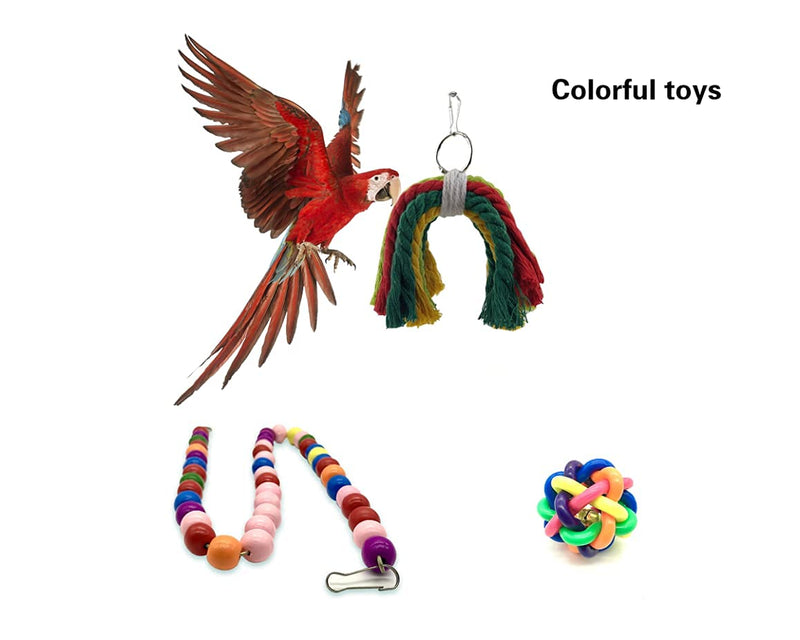 EYHBQIA 8Pcs Bird Toys for Parrots, Natural Wood Stand Parakeet Toys Bird Cage Accessories, Bird Training, Play Game, Foraging Toys. for Small Birds Such as Parrots, Finches, Lovebirds,Cockatiels. - PawsPlanet Australia