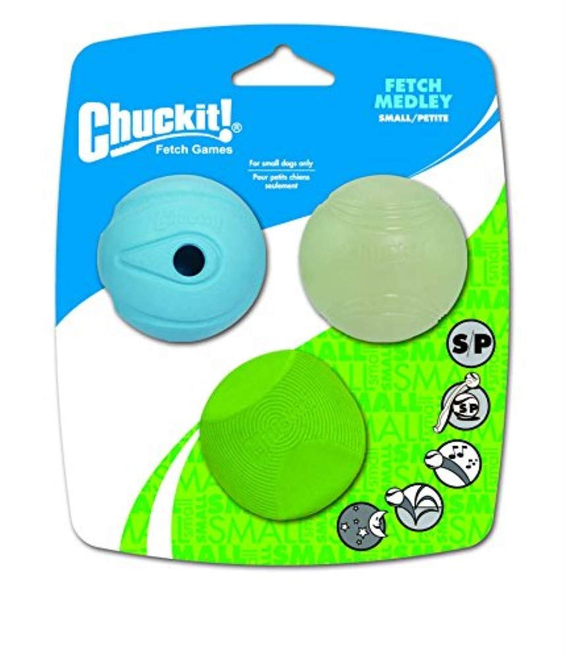 Chuckit Fetch Medley Small 3-Pack Blue/Green/White Small, 3 Pack - PawsPlanet Australia