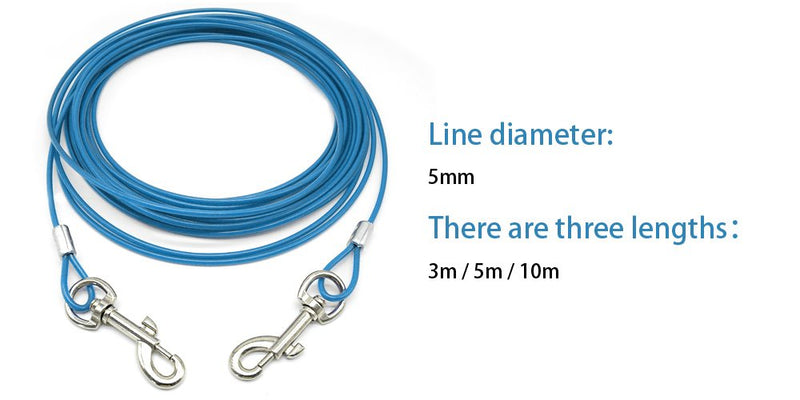 Beirui Premium 10'/16'/32' Dog Tie-Out Cable - Heavy Duty Dogs Chain Leashes - Perfect Pets Lead for Small & Medium Size 10 foot Blue - PawsPlanet Australia