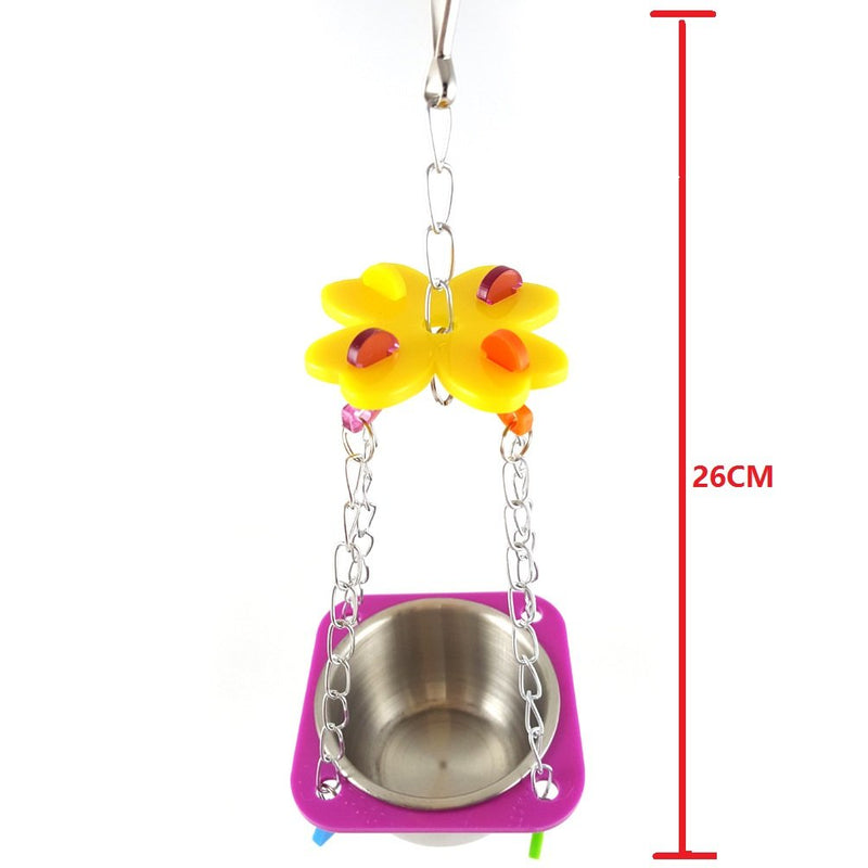 Pet Bird Food Feeding and Drinking Hanging Cup Stainless Steel Coop Hanger Cup And Cup Holder For Parrot Cage Budgie (Small) Small - PawsPlanet Australia