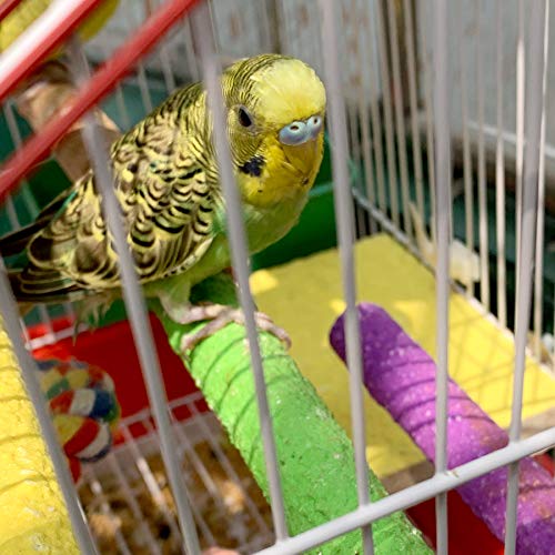 [Australia] - LIMIO Bird Perch Hamster Toys Parrot Stand 4PCS Rough Sand Wood Perch Bird Cage Accessories for Parakeets Supplies Budgie Natural Wood Platform 