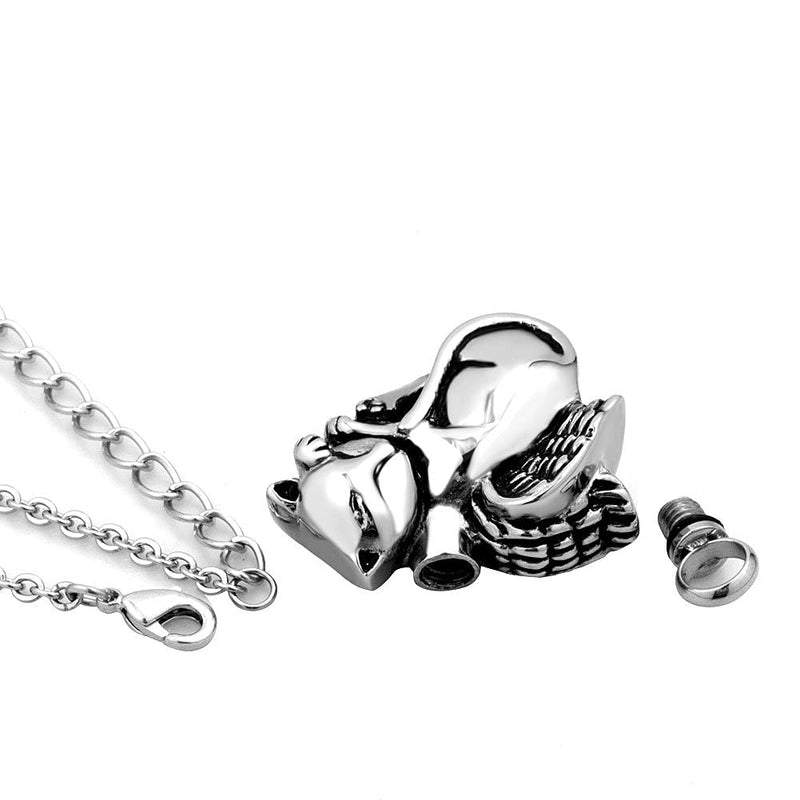 NanMuc Angel Cat Pet Urn Necklace for Ashes Cremation Jewelry Memorial Animal Stainless Steel Pendant Ashes Holder Keepsakes Jewelry - PawsPlanet Australia
