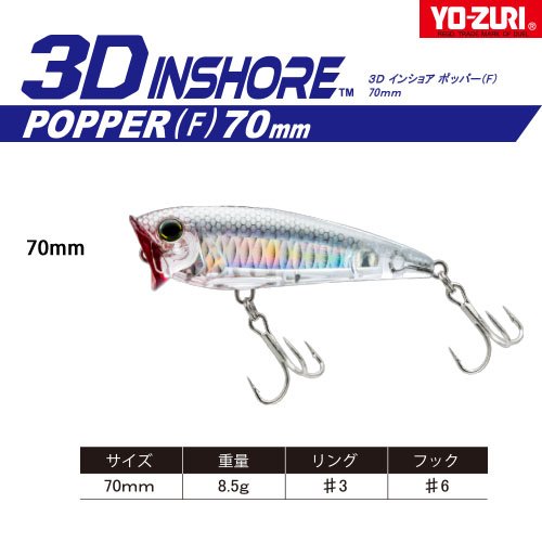 R1210-HGBL 3D Inshore Popper, Color, Gold Black, 70mm 2-3/4" - PawsPlanet Australia