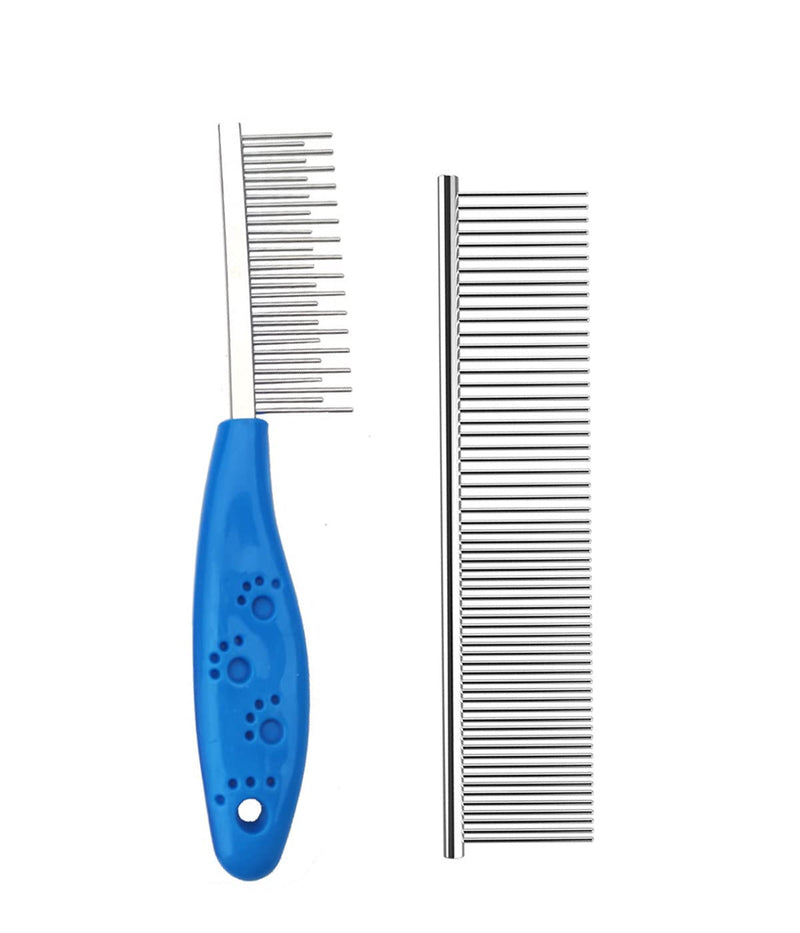 Flea comb for cats and dogs, pack of 2 dog combs, cat combs, steel dog combs, metal dog combs, lice comb, dust comb for dogs, cats, effective against fleas and lice, professional flea comb for dogs and cats - PawsPlanet Australia