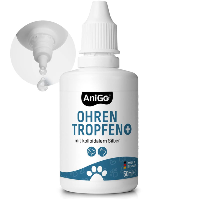 AniGo Ear Drops Plus - with colloidal silver I 25ppm I For dogs and cats I For ear infections, itching and irritation, ear care, ear hygiene, healthy ears - PawsPlanet Australia