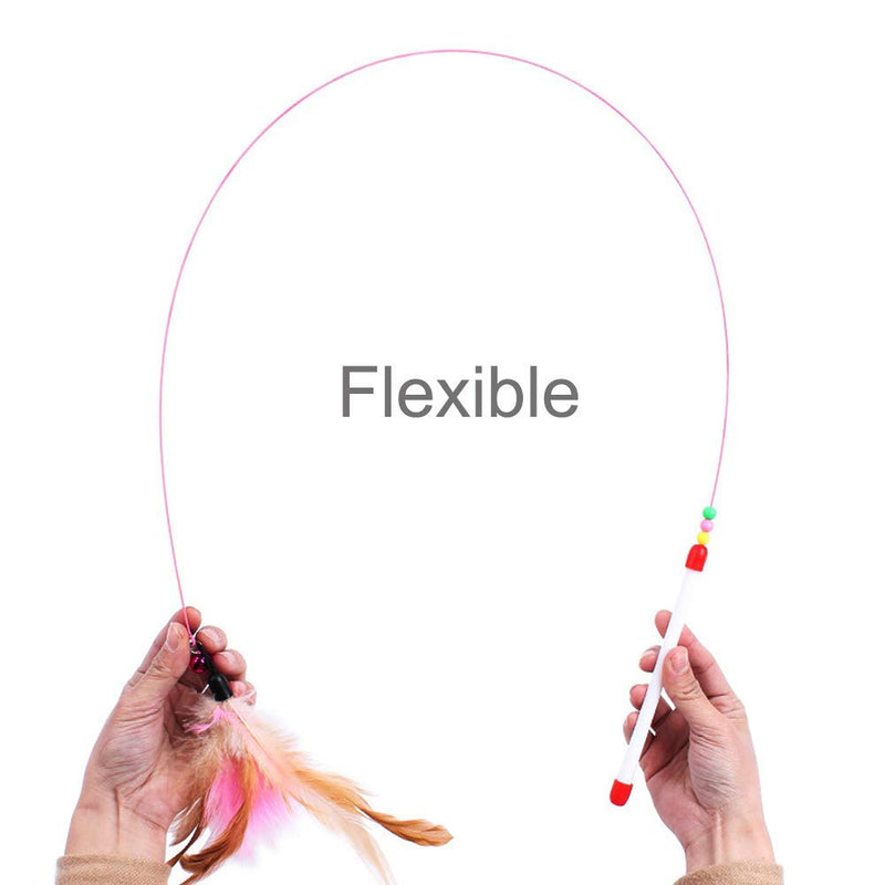 SLSON Feather Teaser Cat Toy, Interactive Cat Catcher and Exerciser Wand for Cats and Kitten Playing, with Feather, Bell and Flexible Wire - PawsPlanet Australia