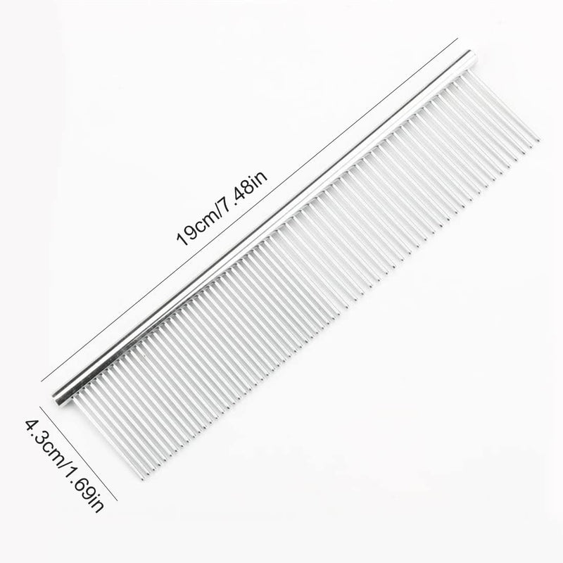 Clyhon Stainless Steel Pet Comb Pet Grooming Comb Rounded Teeth Dog Comb for Large, Medium and Small Dogs and Cats with Tangled Short/Long Hair (19 x 4.3 cm) - PawsPlanet Australia
