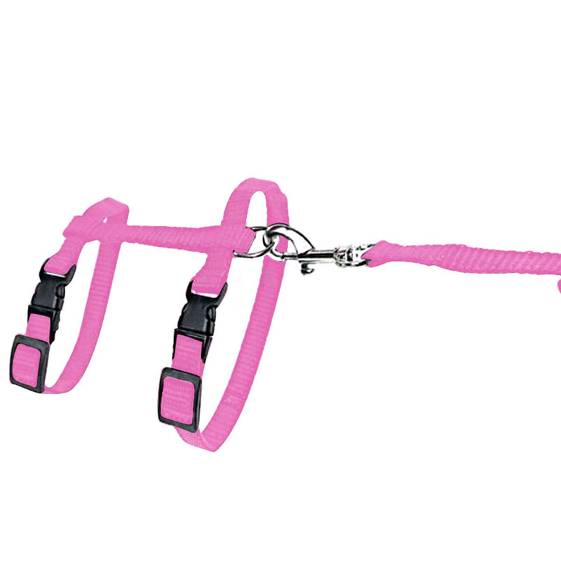 Cat Set of Harness Nylon Lead 125cm (Pink) - Soft Adjustable - Best for Kitten Walking pink - PawsPlanet Australia