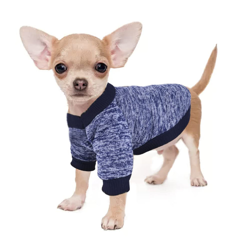 2 Pieces Chihuahua Dog Sweaters for Small Dogs Girls Boys XXS~S Tiny Dog Clothes Winter Fleece Warm Puppy Sweater Yorkie Teacup Extra Small Dog Outfit Doggie Cat Clothing XX-Small blue,black - PawsPlanet Australia