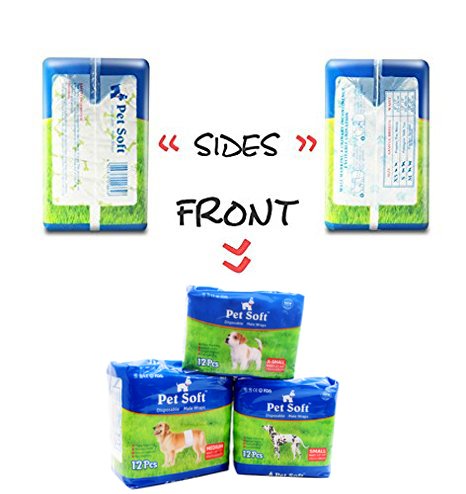 [Australia] - Pet Soft Male Pet Simple & Convenient Disposable Wrap Dog Diapers 12 Count/Small White 