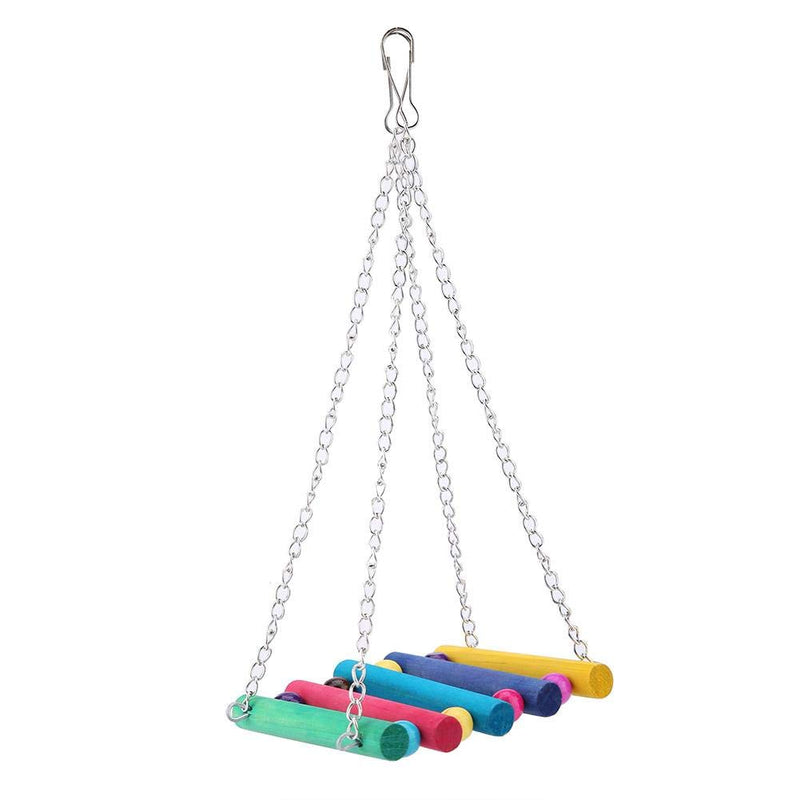 TOPINCN Bird Swing Toy Colorful Wooden & Metal Bells Parrot Cage Hanging Swing Toys Decoration Pet Supplies 6Pcs/Set - PawsPlanet Australia