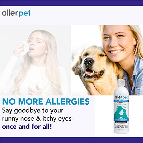 Allerpet Dog Allergy Relief w/Free Pair of Grooming Gloves - Best Pet Dander Remover for Allergens - for Canine Dry Skin Treatment - Good for Fur & Skin - (12oz) - PawsPlanet Australia