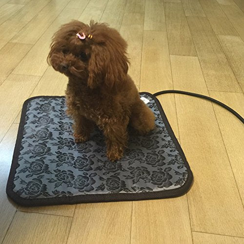 [Australia] - OLizee 17.7"x17.7" Pet Dog Cat Waterproof Electric Heating Mat Bed Warming Pad with Anti Bite Tube(Flower) 