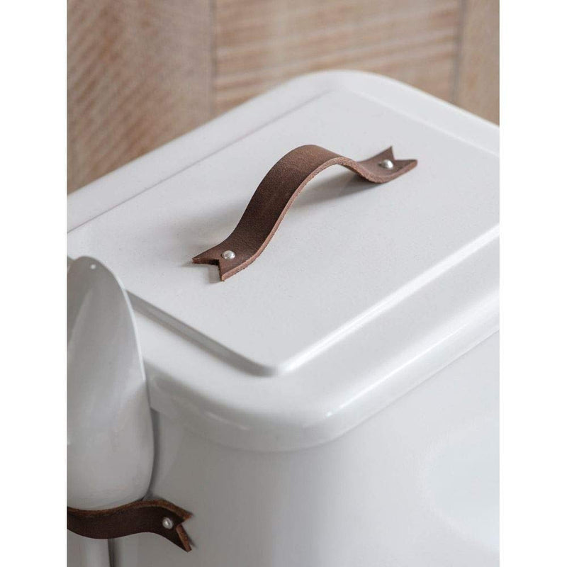 Garden Trading Pet Bin Storage with Scoop and Leather Handles Crafted in Steel Small - PawsPlanet Australia