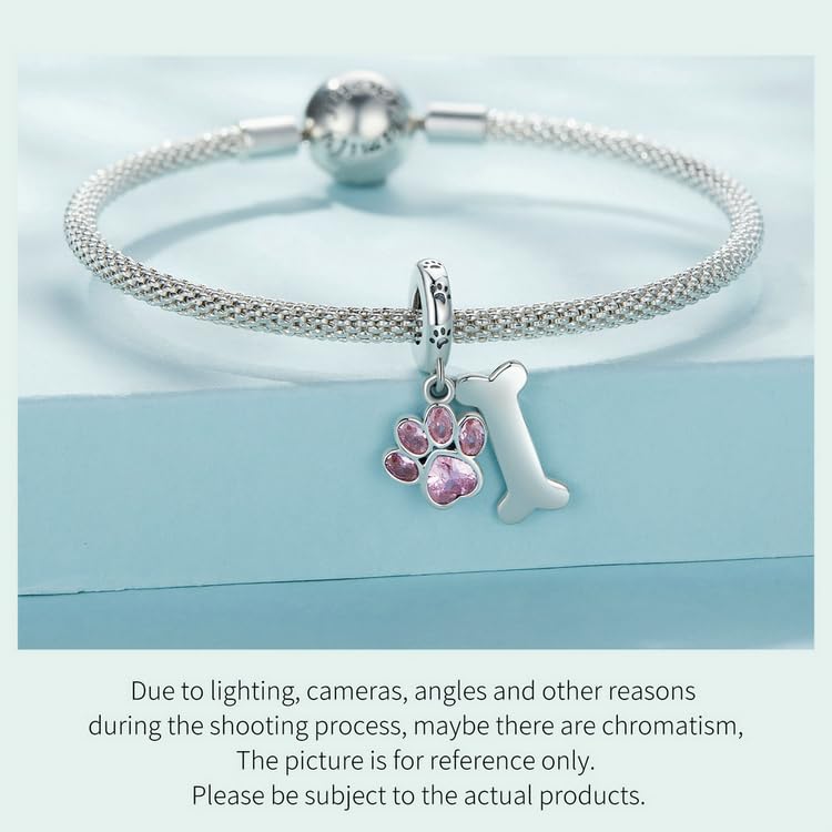 Rowibote 925 Sterling Silver Dachshund Teddy Dog Charm I Love My Pet Dog Paw Bone Print Bead Pendant Dog Memorial Gifts fit European Bracelet and Necklace for Women Girl Christmas Birthday Gift - PawsPlanet Australia
