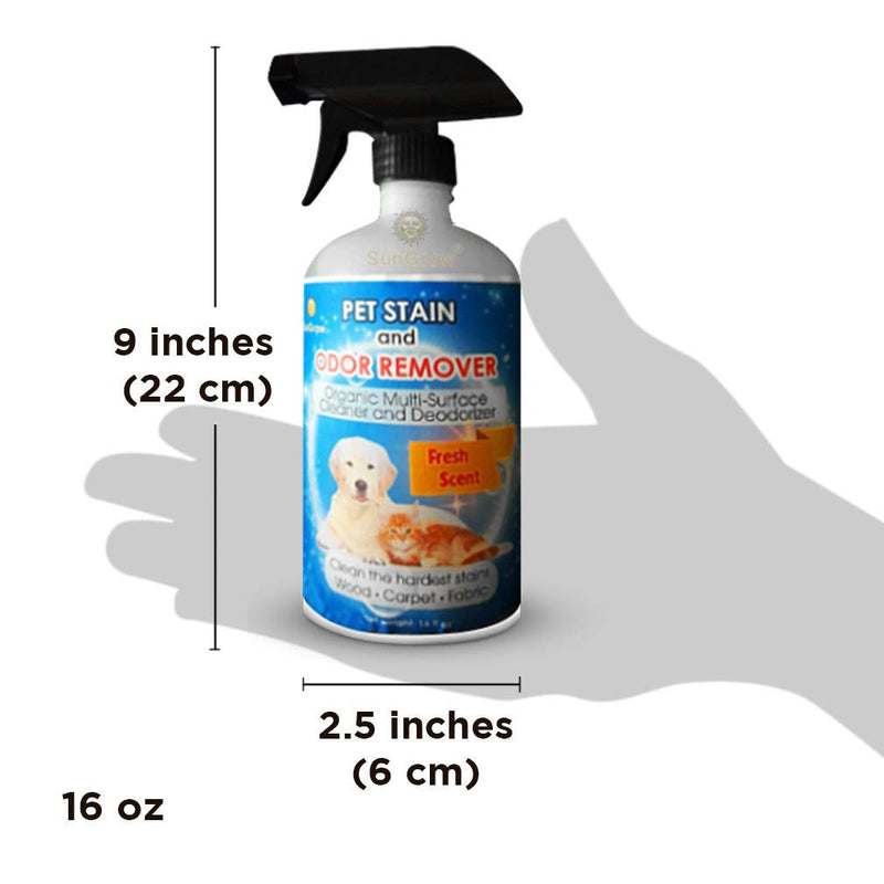 [Australia] - SunGrow Pet Urine Stain Clear Spray, for Dogs and Cats Owners, with Pleasant Orange Oil Extracts, Effective for Clothing, Rugs, Countertops and Floor, 16-Ounce 