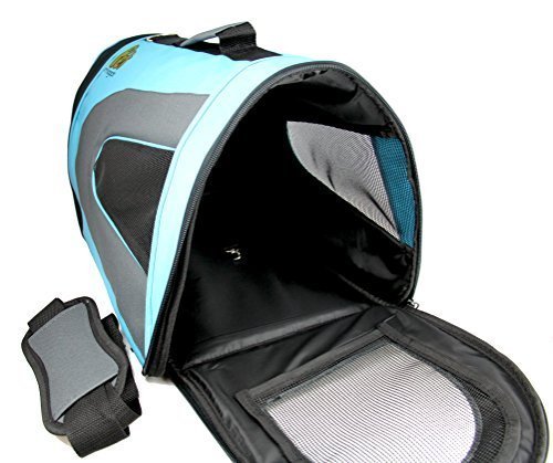 [Australia] - Pet Magasin Airline Approved Cat Carrier - Water Resistant, Collapsible, Soft-Sided Kennel for Cats, Small Dogs, Puppies and Small Animal Large (18'' x 11'' x 10'') Blue 