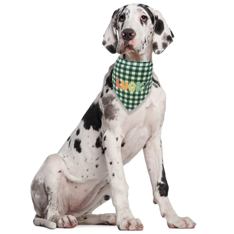 St. Patrick's Day Dog Bandana Triangle Bib Scarf Accessories Green Plaid for Dogs Cats Pets - PawsPlanet Australia