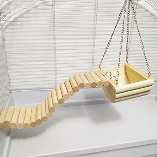 [Australia] - Hypeety Wooden Hamster Swing Toy for Dwarf Hamster Gerbil Rat Mouse Mice Small Animla Cage Perch StandToy 