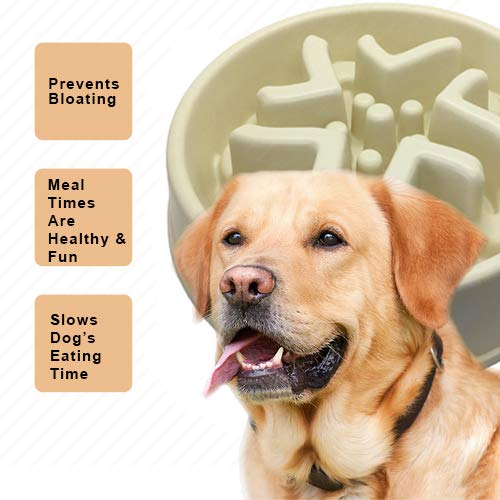 [Australia] - Simply Pets Online Anti Gulp Dog Bowl – Non Plastic, Slow Feeder Dog Bowl, Made from Bamboo Fiber Beige 