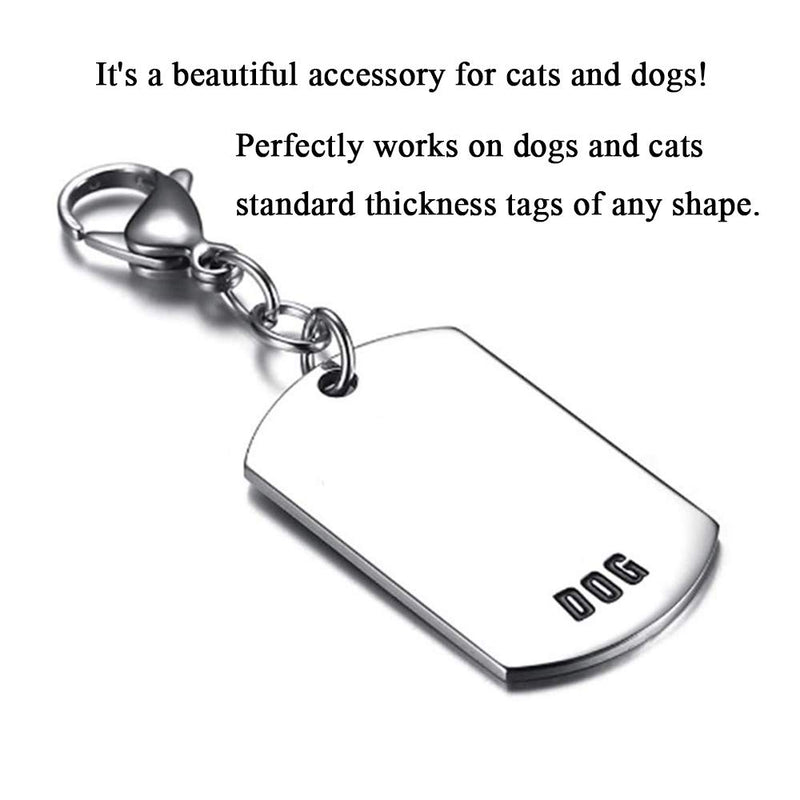 [Australia] - IVIA Dog Tag Clips / 316 Stainless Steel Lobster Buckle with Rings for Cat& Dog Collars and Necklace 2 Pack Silver 