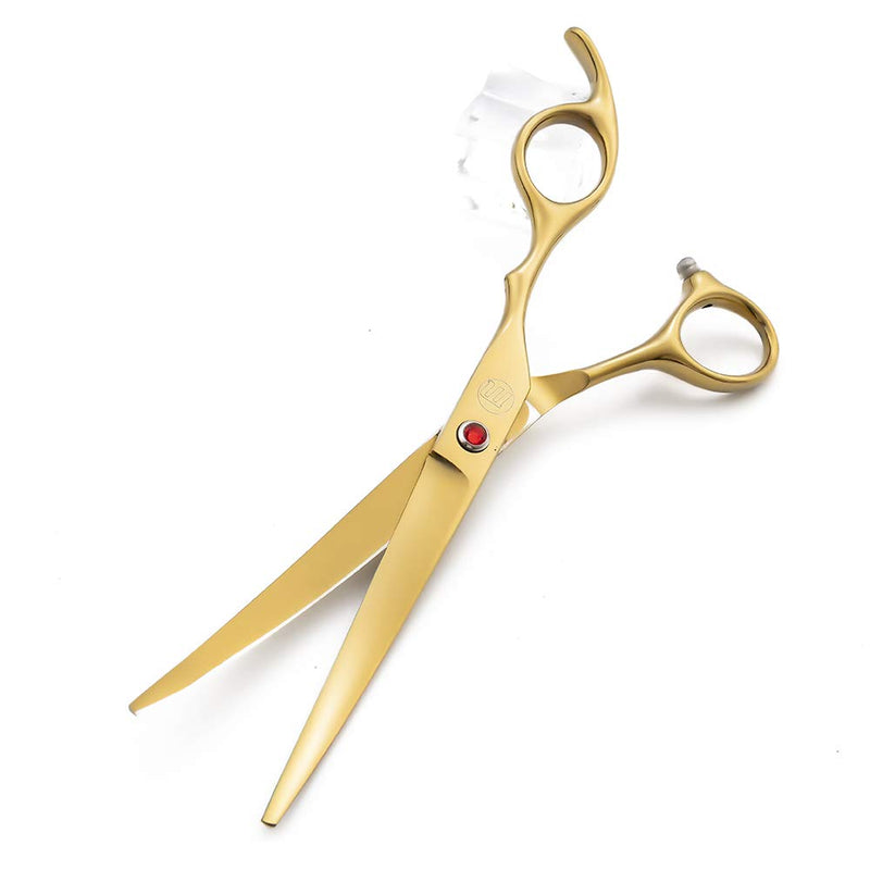 [Australia] - Moontay Professional 7.0/8.0 inches Dog Grooming Scissors Set, 4-Pieces Straight, Upward Curved, Downward Curved, Thinning/Blending Shears for Dog, Cat and Pets, JP Stainless Steel 7.0 inches Gold 