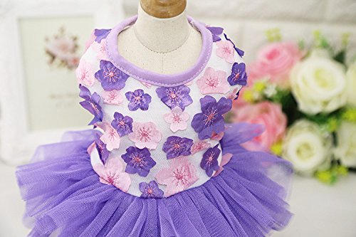 [Australia] - FAIRYPET Sweet Puppy Dog Princess Peach Blossom Skirt Pet Lace Cake Camisole Tutu Dress XS( Back: 7.87" Chest: 11.81" ) Purple 