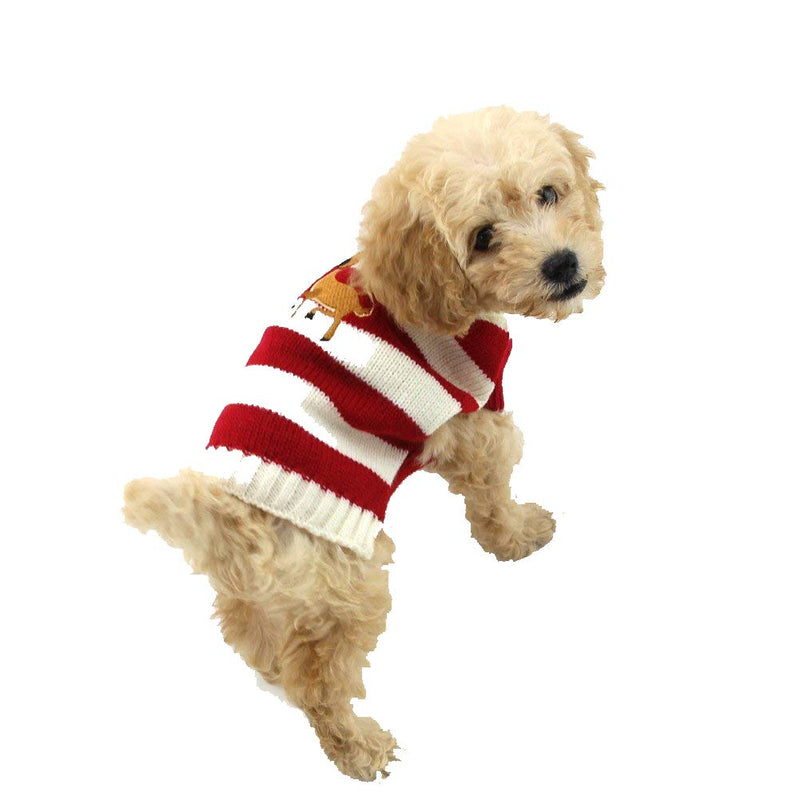 [Australia] - Cuteboom Dog Winter Reindeer Sweater Cat Sweater Pet Christmas Elk Bells Sweaters Halloween Reindeer for Small Dog and Cat S Red 