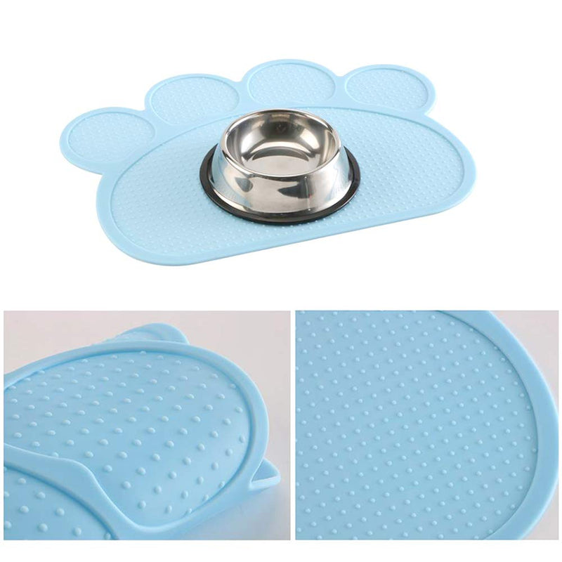 yyuezhi Practical Silicone Pet Food Mats Paw Shaped Dog Cat Food Mat Light Blue Silicone Bowl Mat Silicone Mat Flexible And Easy To Clean Feeding Mat for Food Bowls Non Slip Waterproof - PawsPlanet Australia