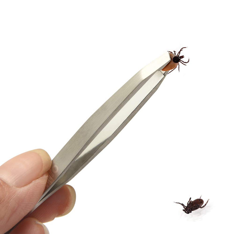 FEPITO 3 Pcs Stainless Steel Tick Remover Tool Set Pet Dogs Cats Ticks Remover Kit Including 1 Pcs Tick Removal Tweezers 1 Pcs Sharp Rake and 1 Pcs Two Clips 3pcs - PawsPlanet Australia