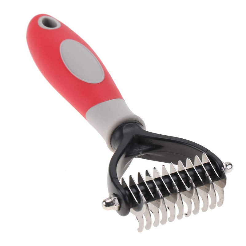 Stainless Steel Pet Grooming Dematting Comb Professional Knot Comb Brush with 2 Sided Undercoat Rake for Cats Dogs(Gray) Gray - PawsPlanet Australia