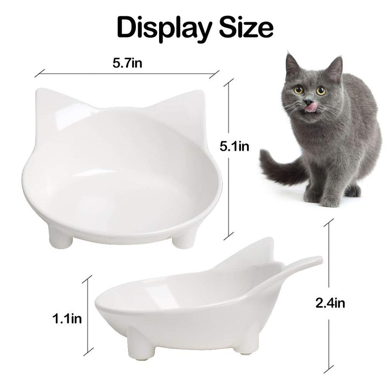 WANTKA Cat Bowl Non Slip Cat Food Bowls, Shallow Cat Pet Bowl Water Bowl Wide Cat Dish Cat Feeding Bowls to Stress Relief of Whisker Fatigue Pet Food & Water Bowls Set of 2 (Safe Food-Grade Material) - PawsPlanet Australia