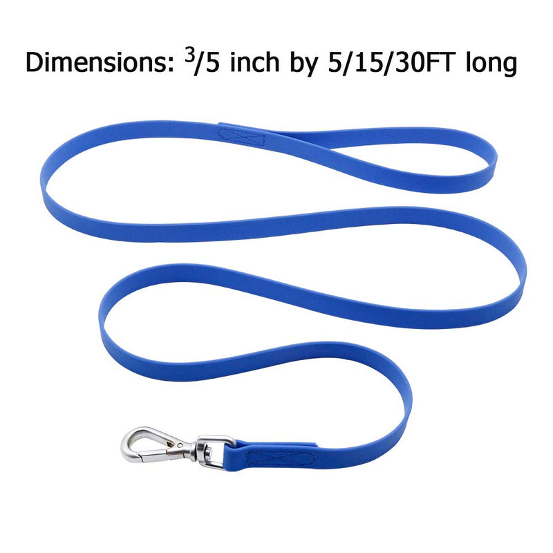 Waterproof Dog Training Leash 50FT 30FT 15FT 10FT 5FT Heavy Duty Recall Long Lead for Large Medium Small Dogs Blue - PawsPlanet Australia