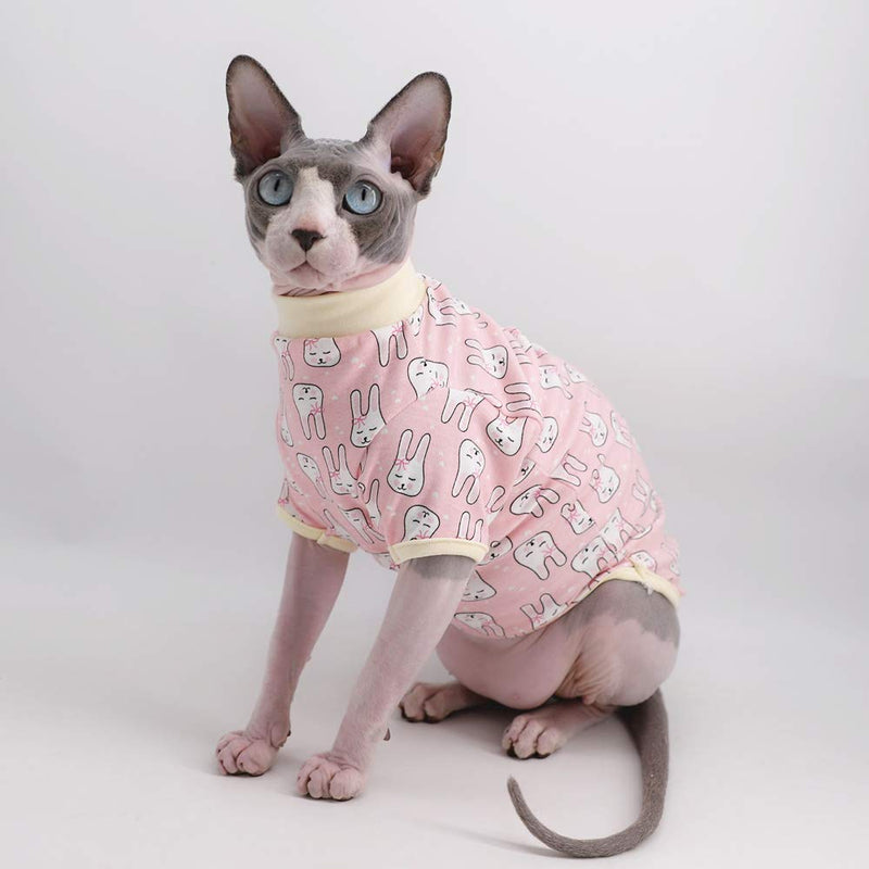 [Australia] - Kitipcoo Sphynx Cat Clothes Breathable Summer Cotton T-Shirts for cat Pajamas for Cats and Small Dogs Apparel, Hairless cat T-Shirts L (7.7-9.9 lbs) Bunny 