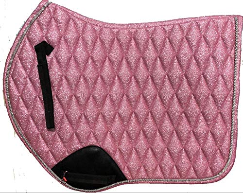 Equipride GP SADDLE PAD SHIMMER WITH MACHING FLY VEIL SPARKLE GLITTER FABRIC PINK (Full/Cob) 1 Count (Pack of 1) - PawsPlanet Australia