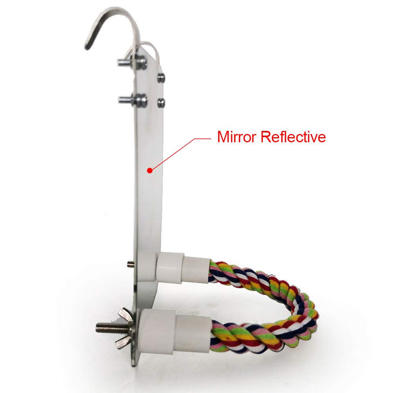 Esoes Bird Mirror Toy With Rope Perch Large Mirror Stand Bar Set Colorful Chew Toy For Parrot Budgie Parakeet Cockatiels Conure Finch African Grey Macaw Cage Hanging Toy - PawsPlanet Australia