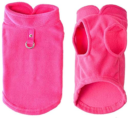 PAWSFECT Dog Fleece Vest Soft Winter Warm Dog Clothes Puppy Pullover Harness with Leash Ring for Yorkie Small Medium Dogs Cats Doggy Sweater for Dachshund Chihuahua French Bulldog Pug Medium (Chest ~14.96") Hot Pink - PawsPlanet Australia