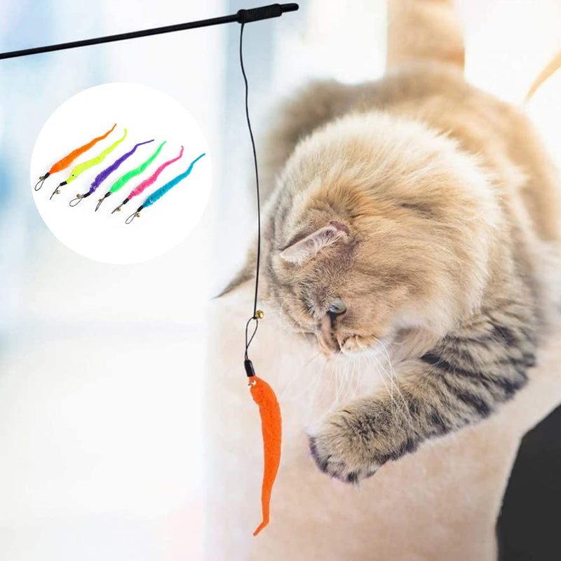 Pilikoll Pack of 12 Cat Toys Worm & 4 Pieces Cat Toys Toys with Feathers Cat Worm Teaser Toys with Bells Cat String Toys Pet Toys for Cats Kitten Training - PawsPlanet Australia