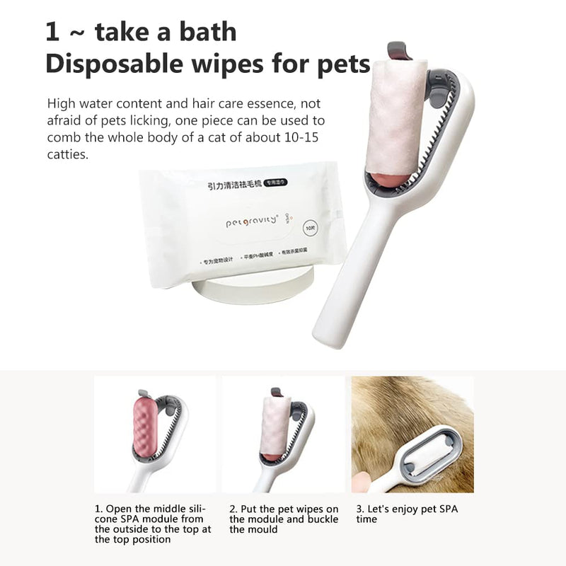 Pet Brush Grooming Comb,Self Cleaning Cat Dog Slicker Brushes with Wet Wipes,Soft Bristles Pet Grooming Brush for Massage and Removal of Loose Hair Tangled Hair rose Long-haired - PawsPlanet Australia